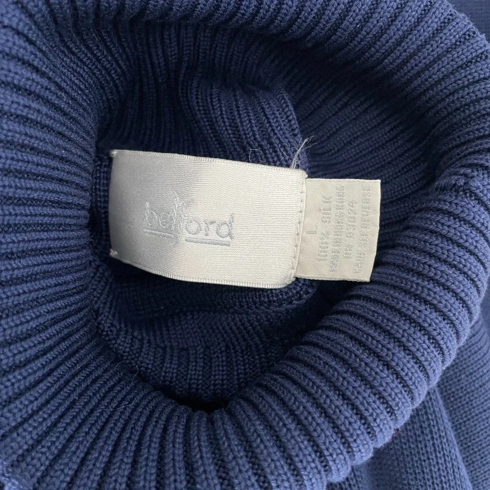 Vintage Belford 100% silk knit long sleeve turtleneck sweater in navy blue L - Picture 9 of 11